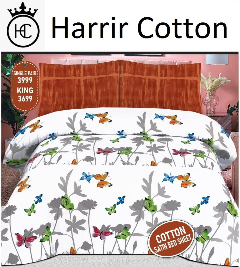 Cotton Satin Bedsheet (Butterfly)